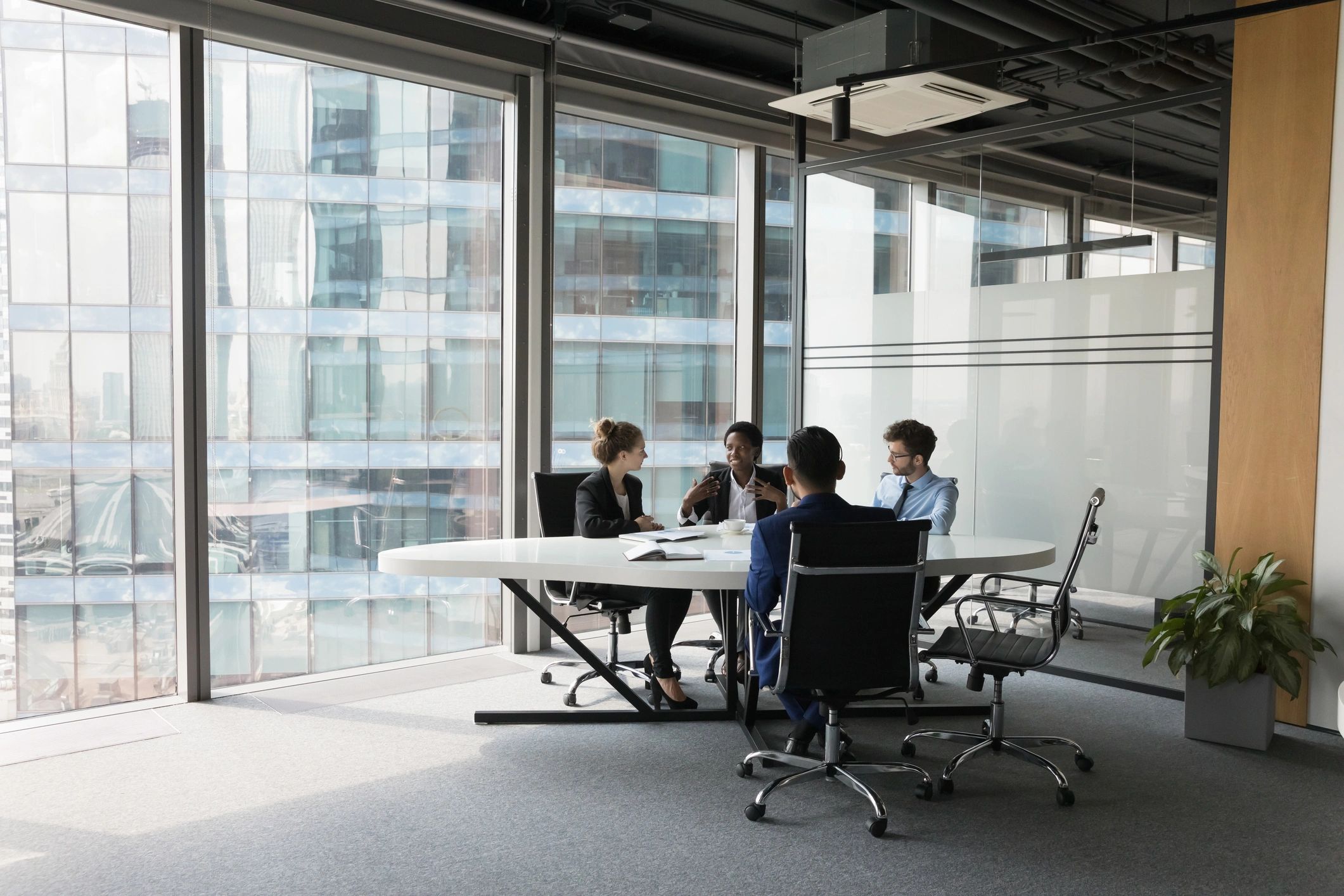 Business client in a modern office meeting room